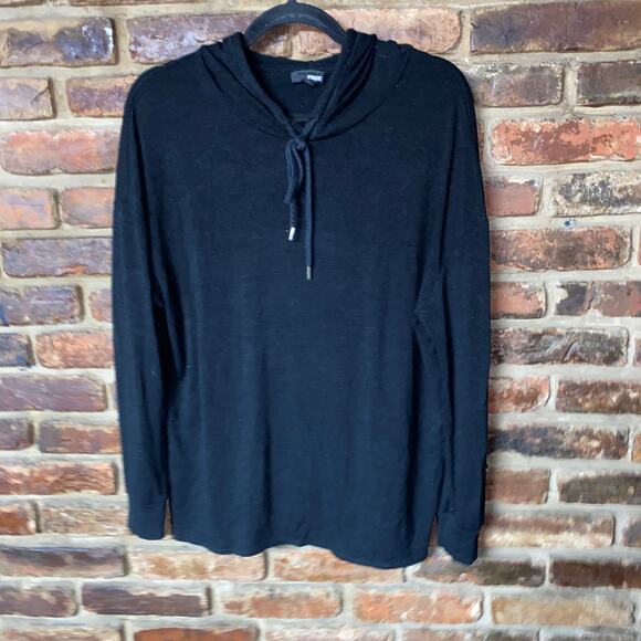 Aritzia Wilfred Free Black Knit Open Back Hoodie Sweater Sweatshirt Size Small - Picture 1 of 7